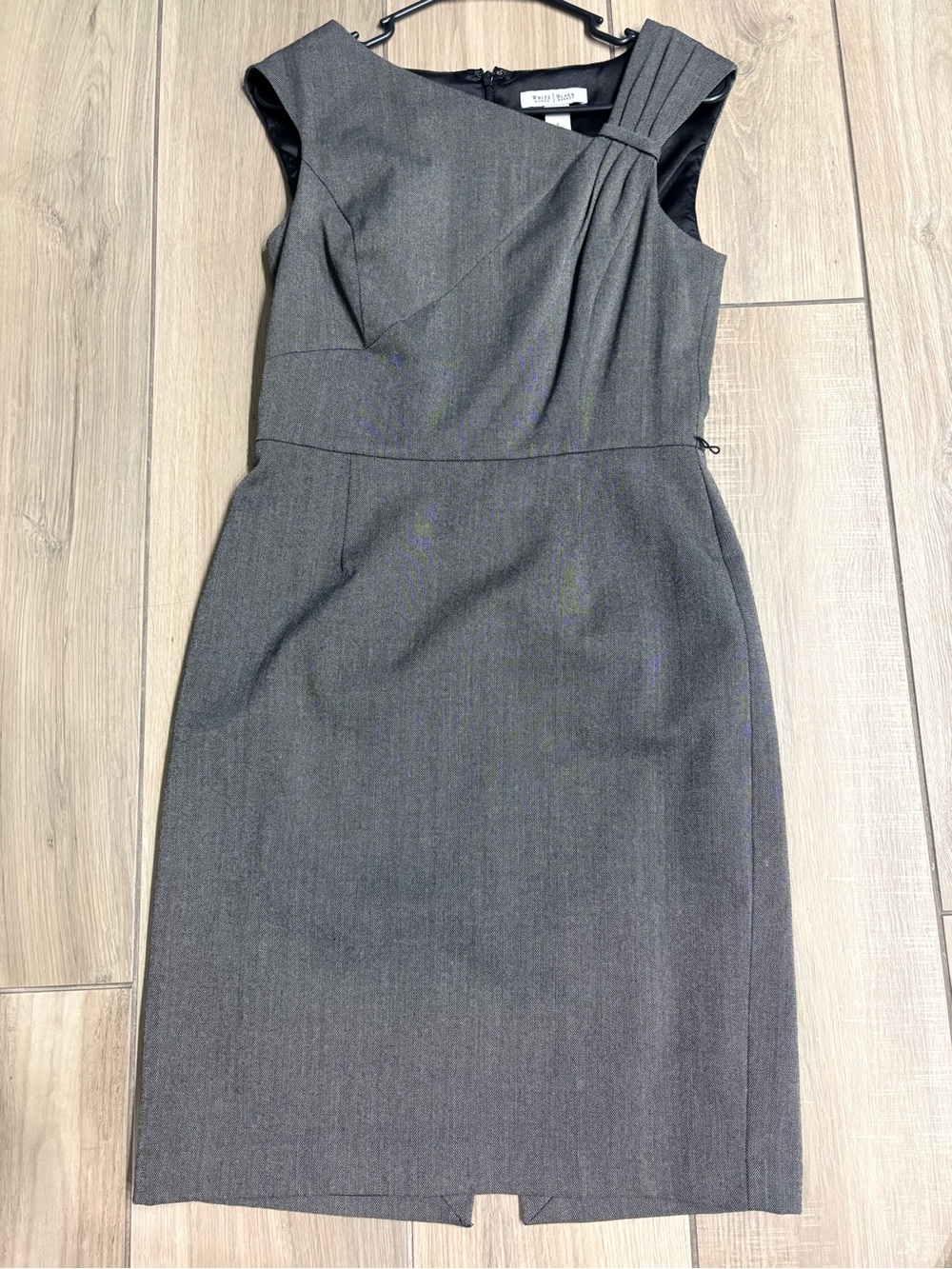 White House Black Market Gray Pleated Sheath Midi Dress